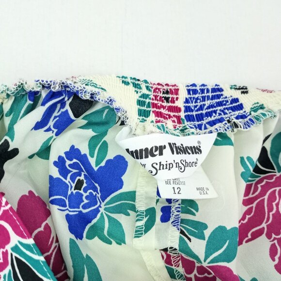 Vintage 1980s Floral Bloom Lightweight Skirt Medium Inner Visions Ship'n Shore - Picture 7 of 11